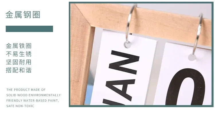 INS Nordic Style Wooden Perpetual Calendar Flip Month Date Display Desktop Schedule Daily Planner Office Home Decor Photo Props