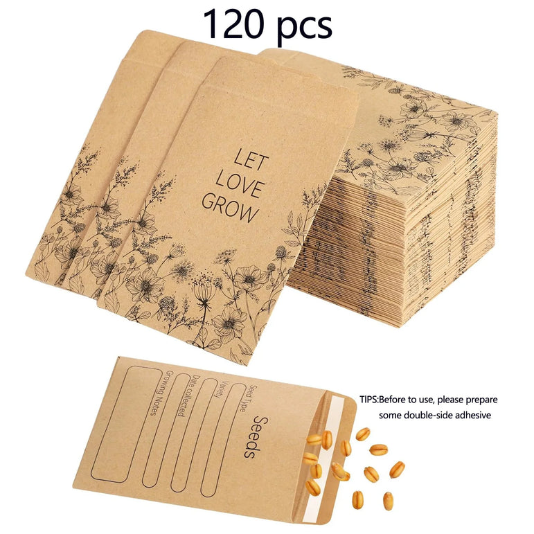 60/120 Pcs Seed Envelopes Bulk 2.36 x 3.15 Inch Seed Packets Envelopes Self Adhesive Small Paper Coin Envelopes Resealable Seed