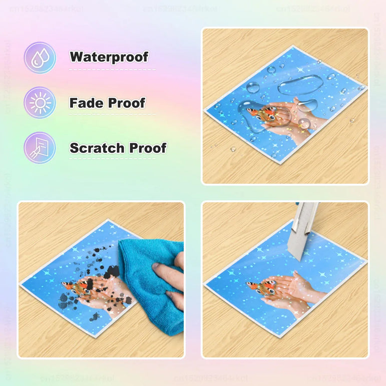 50 Sheets Glitter Cold Lminated Film Overlay Photo Paper Card DIY A4 Size Cold Laminating Sheet Waterproof Transparent Paper