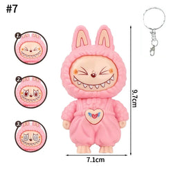 Press Face Changing Doll Toy Pendant Creative Cartoon Keychain Decompression Cute Face Changing Game Car Keychain Desktop Decor