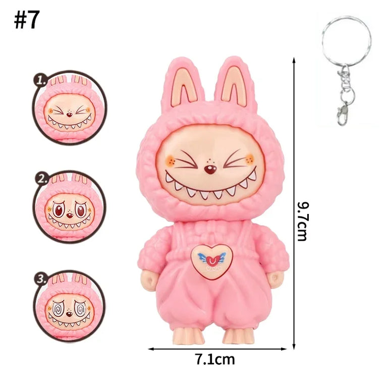 Press Face Changing Doll Toy Pendant Creative Cartoon Keychain Decompression Cute Face Changing Game Car Keychain Desktop Decor