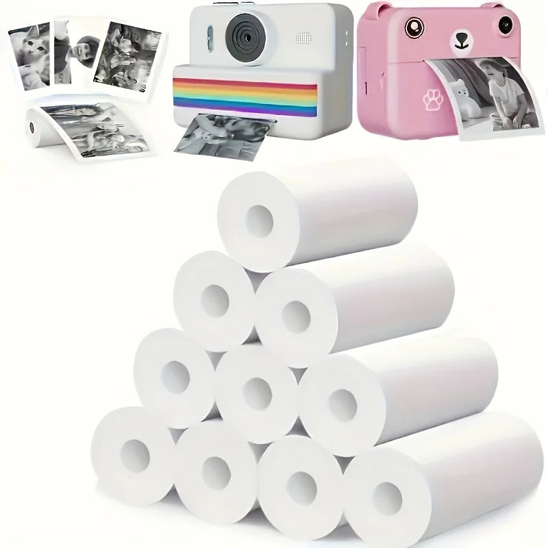 10 Sheets 65gsm Glossy Thermal Photo Paper - DIY Recyclable Refills for Instant Cameras & Pocket Printers, No Ink Needed