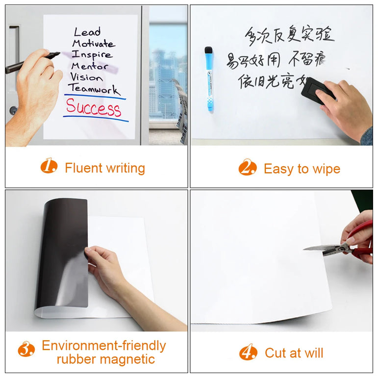 A4/A3 Magnetic Whiteboard Dry Erase White Board Markers Office Home Erasable Flexible Refrigerator Magnet Memo Message Board