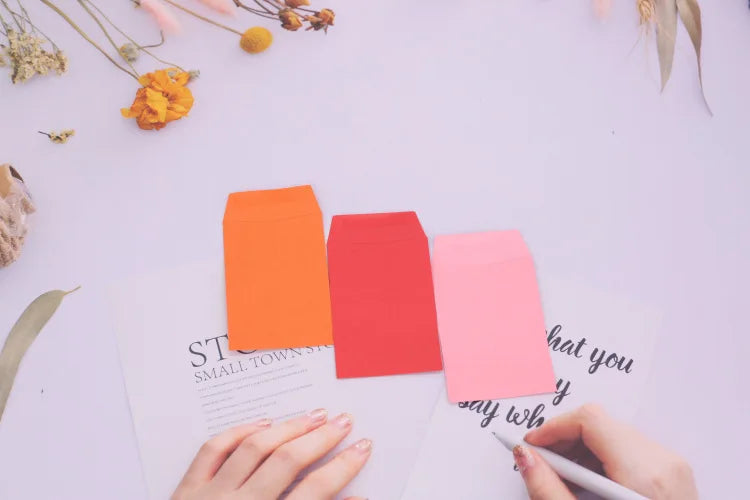 20pc Small 6x9cm Gule Stick Paper Letter Pocket Envelops for Cash Coin Mini Paper Envelopes Bag Small Business Supplies Red