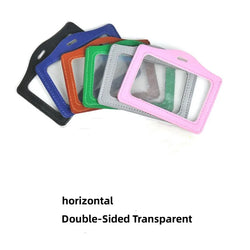 2023 1PC Colorful No zipper Badge Card Set Double-Sided Transparent PU Imitation Leather Credit Card Holder Work Supplies