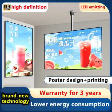 Ultra thin advertising board lightbox wall mounted milk tea shop ordering menu customization price list LED hanging