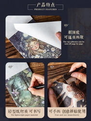 30pcs/lot Memo Pads Material Paper Night Forest Junk Journal Scrapbooking Cards Retro Background Decoration Paper