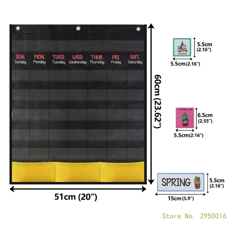 Calendar Pocket Chart for Kindergarten School Classroom with 89 Cards Monthly Calendar Pocket Chart for Kids Learning