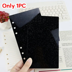 A6 Acrylic Loose-leaf Notebook Cover Glitter Transparent Binder Notebook Shell DIY Scrapbook Cover Office Stationery Supplies
