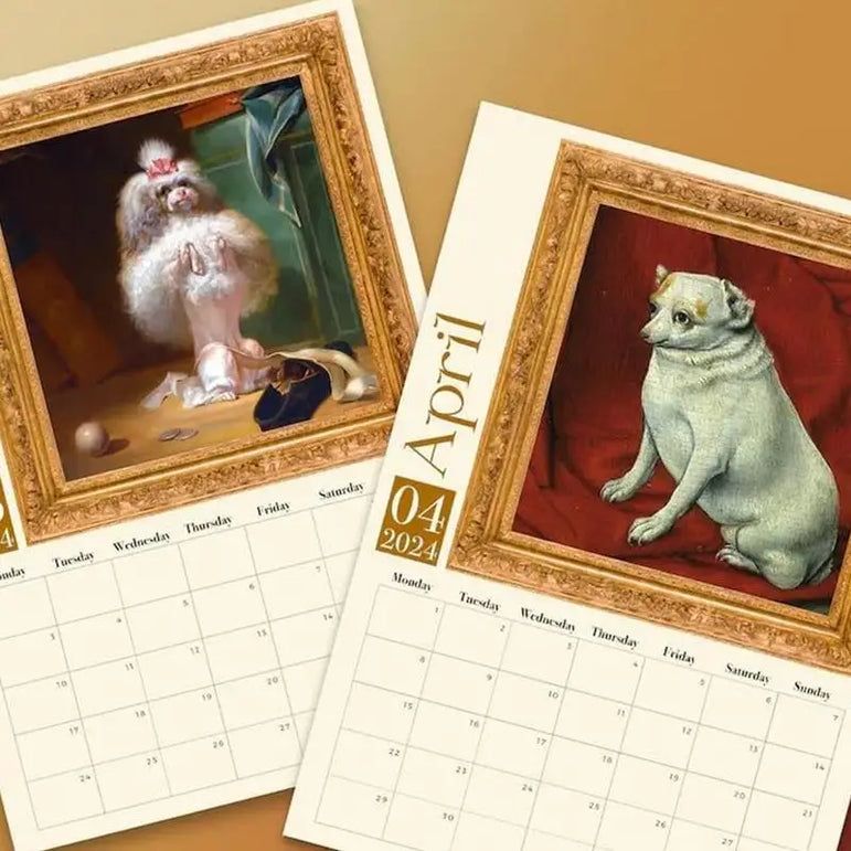 Calendar 2025 Calendar Weird Renaissance Dogs 2025 Retrowall Calendar Medieval Anti-Tear Dogs Wall Calendar