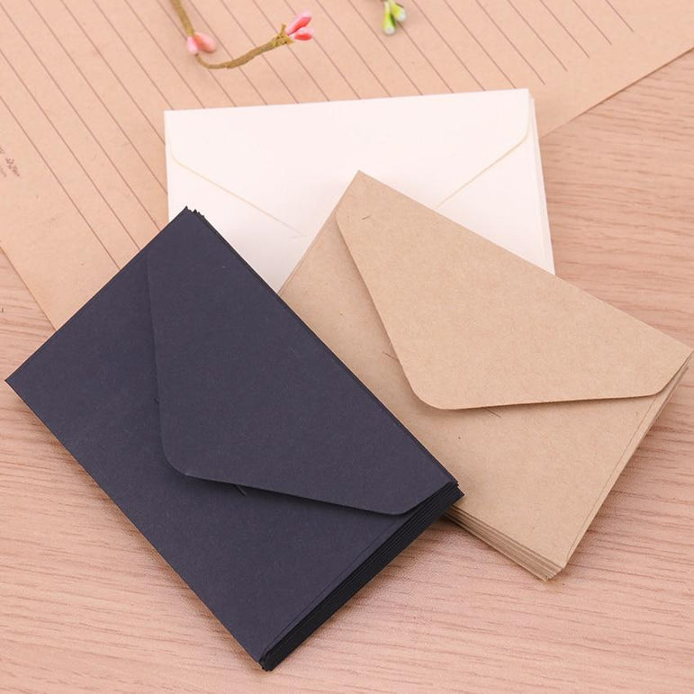 20Pcs 22x11cm Blank Mini Paper Window Envelopes  Classical White Black Kraft Wedding Invitation Gift