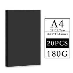 A4 180G200G300G 20/50PCS Black Cardboard Paper Handmade Card Paper DIY PackageThick Watercolor Painting Origami Crafts Pack