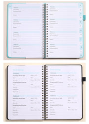 Spiral Password Keeper Book 56 Sheets Alphabetical Tabs Notebook PU Leather Cover Pen Holder Secure Internet Password Organizer