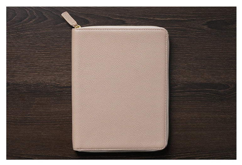 Moterm Genuine Pebbled Grain Leather A5 Zip Cover with Top Pocket Cowhide Planner Zipper Notebook Organizer Agenda Journal Diary