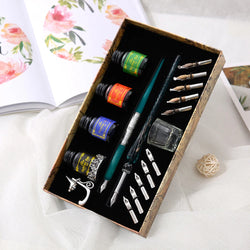 European Dip Pen Fountain Retro Starry Sky Glass Ink Calligraphy Student Writing Exquisite Stationery Dip Pen Sets Gift