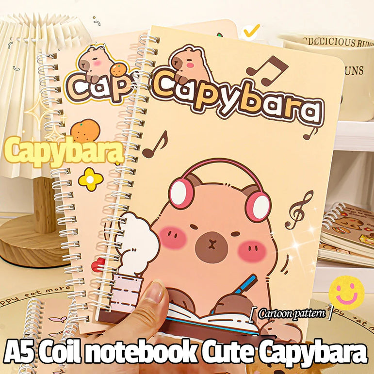 Capybara A5 Spiral Notebook Cute Planner Daily Notes Coil Notebooks Small Notepad For Kid Student Diary School Learning Supplies