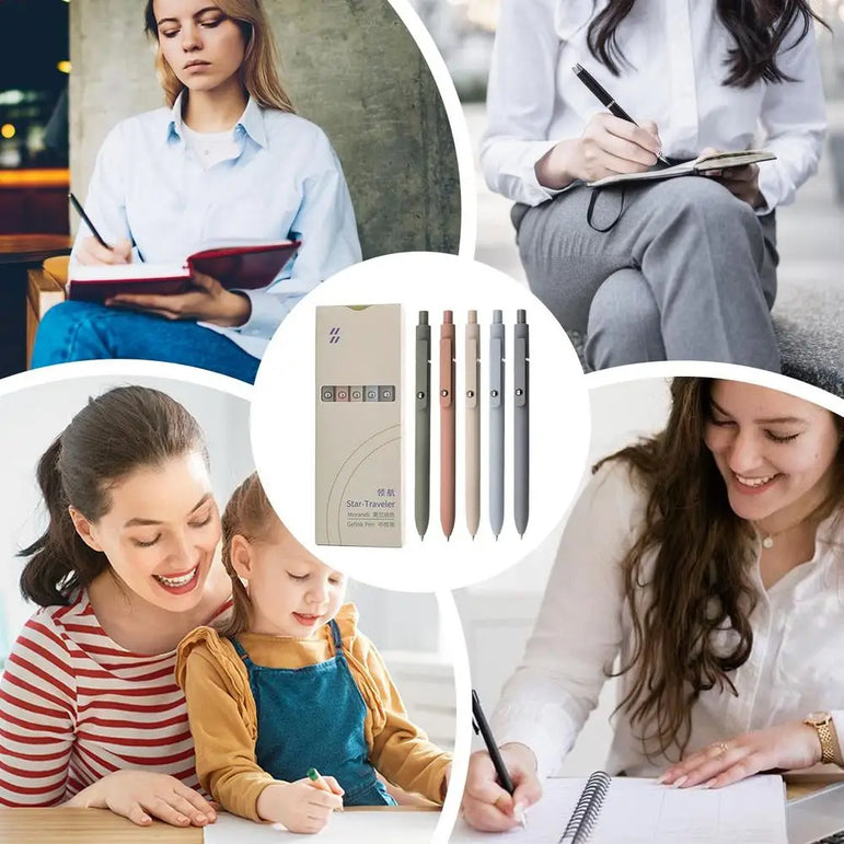 5 Pack 0.5mm Black Ink Pen Fine Tip Smooth Writing Used for Diary Notes Cute Office Study Supplies Gifts for Women Men