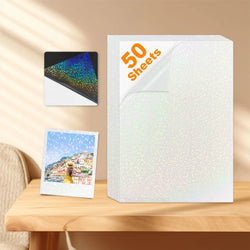 50 Sheets Glitter Cold Lminated Film Overlay Photo Paper Card DIY A4 Size Cold Laminating Sheet Waterproof Transparent Paper