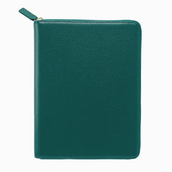 Moterm Genuine Pebbled Grain Leather A5 Zip Cover with Top Pocket Cowhide Planner Zipper Notebook Organizer Agenda Journal Diary