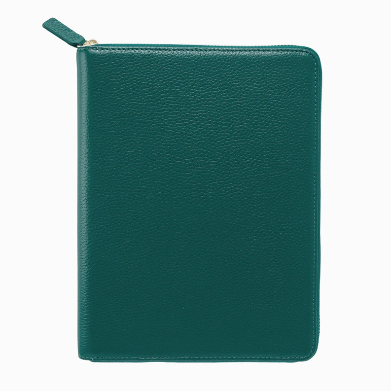 Moterm Genuine Pebbled Grain Leather A5 Zip Cover with Top Pocket Cowhide Planner Zipper Notebook Organizer Agenda Journal Diary