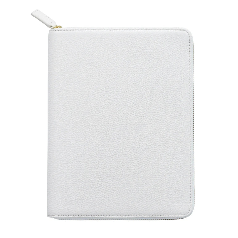 Moterm Genuine Pebbled Grain Leather A5 Zip Cover with Top Pocket Cowhide Planner Zipper Notebook Organizer Agenda Journal Diary