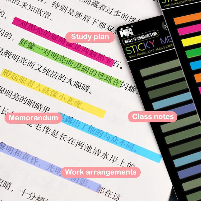 300 Sheets Posted It Transparentes Sticky Notes Self-Adhesive Annotation Read Books Bookmarks Tabs Notepad Aesthetic Stationery
