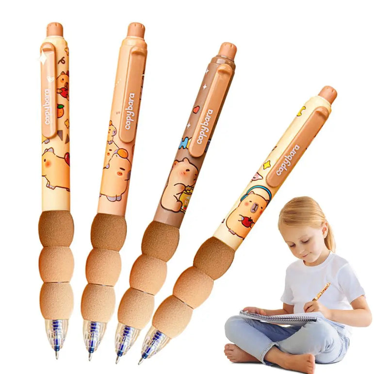 4pcs Cartoon Capybara Gel Pen Set Retractable Erasable Pens 0.5mm Blue Ink Smooth Writing School Pen Office School Supplies