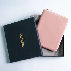 Moterm Genuine Pebbled Grain Leather A5 Zip Cover with Top Pocket Cowhide Planner Zipper Notebook Organizer Agenda Journal Diary