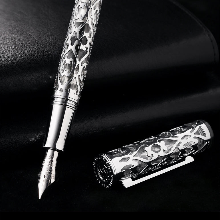 Hot Hongdian D1 Fountain Pen EF F Nib Skeleton Hollow Resin Writing ink Pens Piston filling school office supplies with tools