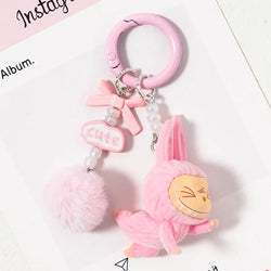 Labab Flocking Plush Toys Keychains Pendants Cute and Adorable Mobile Phone Chains Bags Pendants Couple's Small Gifts