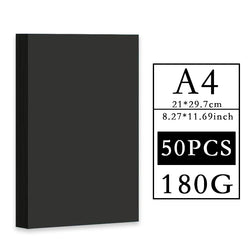 A4 180G200G300G 20/50PCS Black Cardboard Paper Handmade Card Paper DIY PackageThick Watercolor Painting Origami Crafts Pack