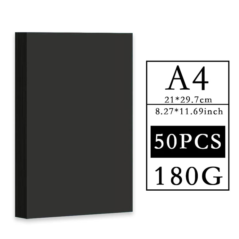 A4 180G200G300G 20/50PCS Black Cardboard Paper Handmade Card Paper DIY PackageThick Watercolor Painting Origami Crafts Pack