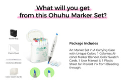Ohuhu Honolulu Plus 36 Colors Alcohol Markers Double Tipped Art Marker Set Refillable Marker Pen Coloring Illustrations Drawing