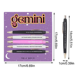 Funny Adult Pens Retractable Ballpoint Pen 5pcs Cute Constellation Pattern Pen Set Stationery Supplies For Homes Classrooms