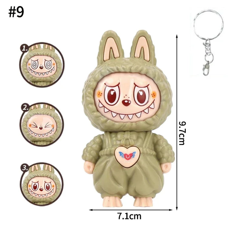Press Face Changing Doll Toy Pendant Creative Cartoon Keychain Decompression Cute Face Changing Game Car Keychain Desktop Decor