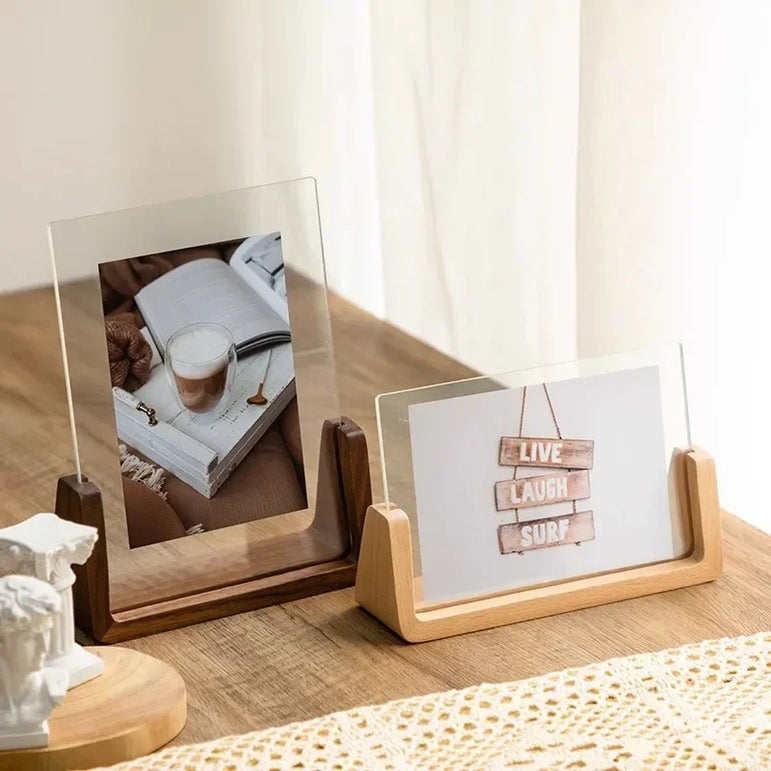 6 In Walnut Beech Photo Frame Wooden Kpop Idol Photo Display Wedding Party Picture Holder Desktop Office Photo Decor CardHolder