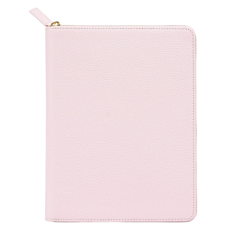 Moterm Genuine Pebbled Grain Leather A5 Zip Cover with Top Pocket Cowhide Planner Zipper Notebook Organizer Agenda Journal Diary