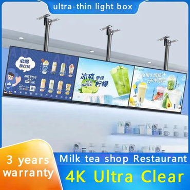 4K ultra clear ultra-thin advertising board LED lightbox, LED menu board, LED advertising poster display screen