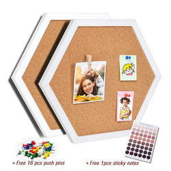 White Wood Frame Cork Board Equilateral Hexagon Pin Boards Decorative Postcard Wall Bulletin Board Innovative Message Boards