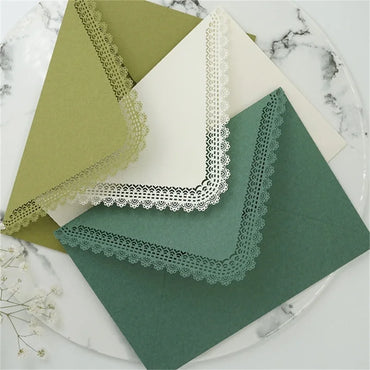 10x Lace Paper Envelopes Gift Small Invitation Envelopes for Thanksgiving Greeting Cards Party Invitations
