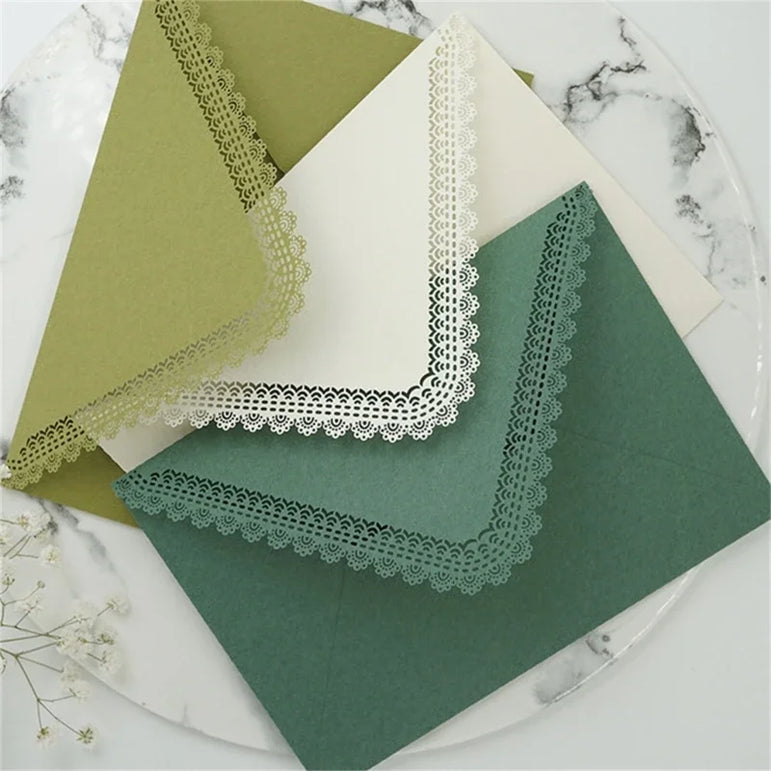 10x Lace Paper Envelopes Gift Small Invitation Envelopes for Thanksgiving Greeting Cards Party Invitations