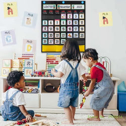 Calendar Pocket Chart for Kindergarten School Classroom with 89 Cards Monthly Calendar Pocket Chart for Kids Learning