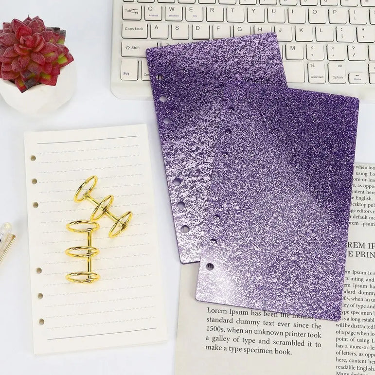 A6 Acrylic Loose-leaf Notebook Cover Glitter Transparent Binder Notebook Shell DIY Scrapbook Cover Office Stationery Supplies