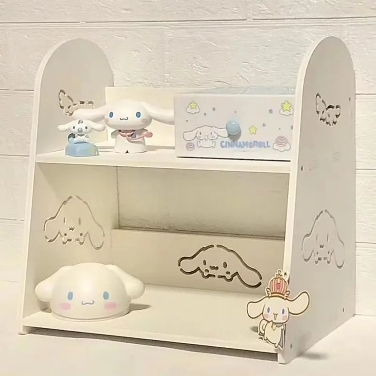 Sanrio Hello Kitty Desktop Storage Rack Kuromi Cinnamoroll Multifunctional Bookshelf Double-layer Sundry Organizer Storage Shelf