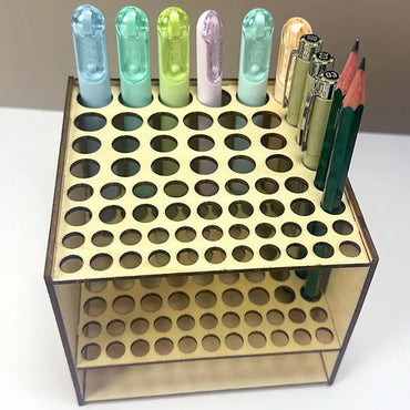 67 Holes Paintbrush Holder Stand Wooden Paint Brush Stand Desk Organizer Wall Mounted Makeup Brush Shelf For Painting Supplies