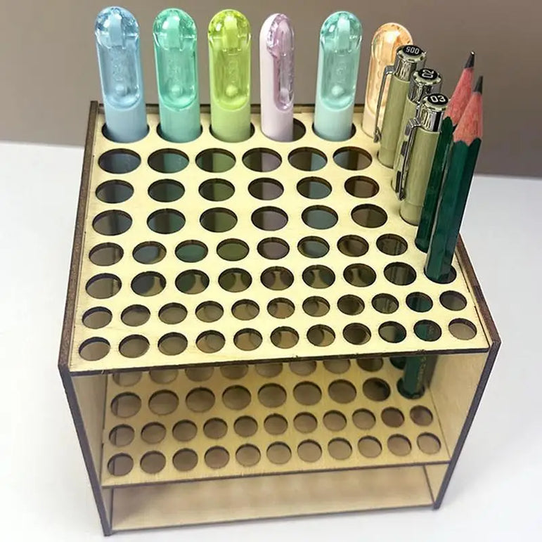 67 Holes Paintbrush Holder Stand Wooden Paint Brush Stand Desk Organizer Wall Mounted Makeup Brush Shelf For Painting Supplies