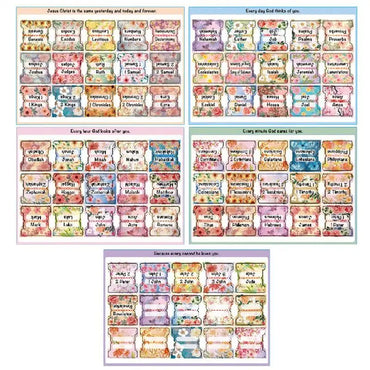 Bible Book Tabs Easy Navigation Boho Style Laminated Bible Tags Waterproof Alphabet Bible Stickers 5 Sheets Journaling Tabs For