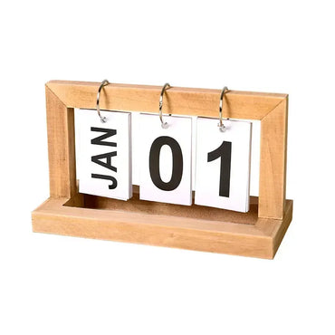 INS Nordic Style Wooden Perpetual Calendar Flip Month Date Display Desktop Schedule Daily Planner Office Home Decor Photo Props