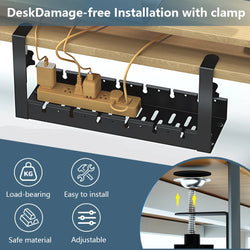 Under Desk Cable Management Tray Clamp Mounted Under Desk Cable Shelf Retractable Cable Storage Rack for Cords Wires Power Strip