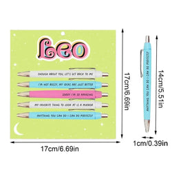 Funny Adult Pens Retractable Ballpoint Pen 5pcs Cute Constellation Pattern Pen Set Stationery Supplies For Homes Classrooms